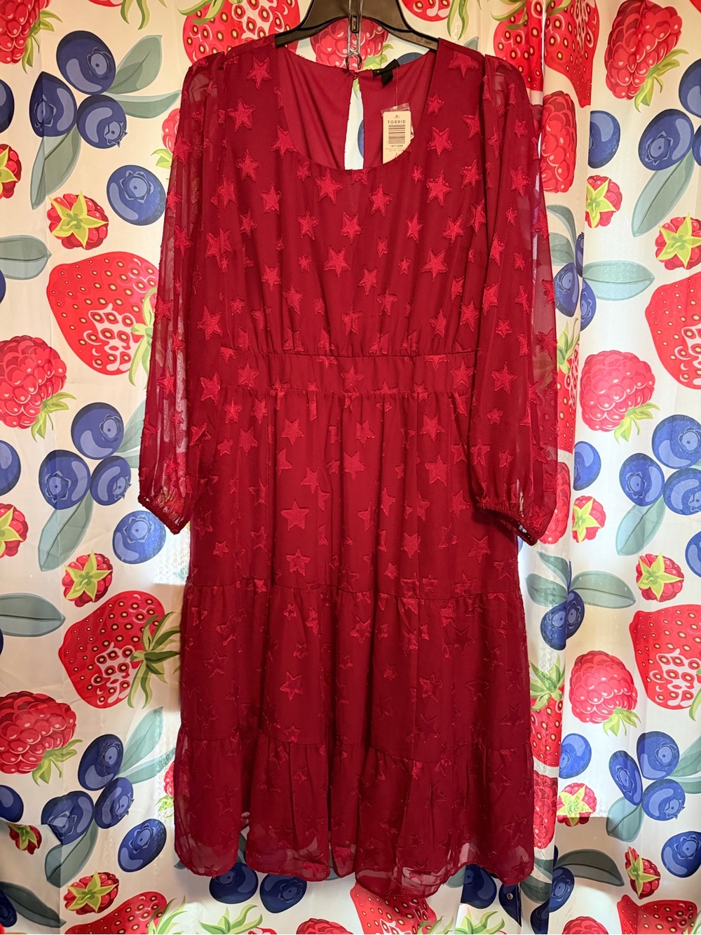 torrid Red Star-Embroidered Midi Dress